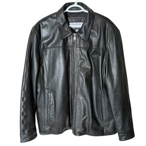MARC NEW YORK ANDREW MARC Men’s Black Leather Moto Jacket Zipper Size 2XLT
